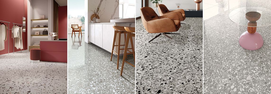Le Ville de Casalgrande Padana : de précieux fragments en grès cérame effet terrazzo
