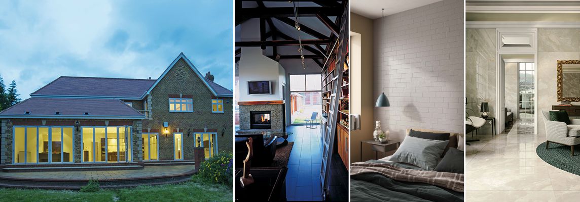English style: décor with porcelain stoneware